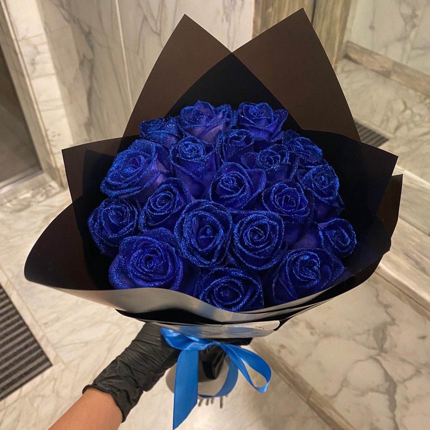 Personalized DIY Glittery Eternal Rose Bouquet with Initial