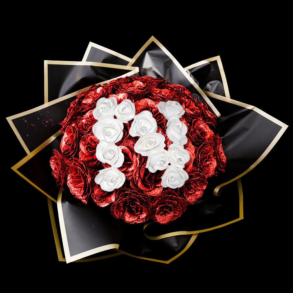 Personalized DIY Glittery Eternal Rose Bouquet with Initial