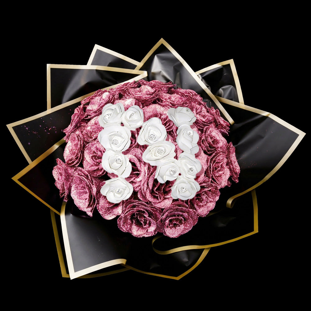 Personalized DIY Glittery Eternal Rose Bouquet with Initial