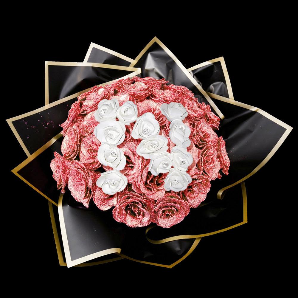 Personalized DIY Glittery Eternal Rose Bouquet with Initial