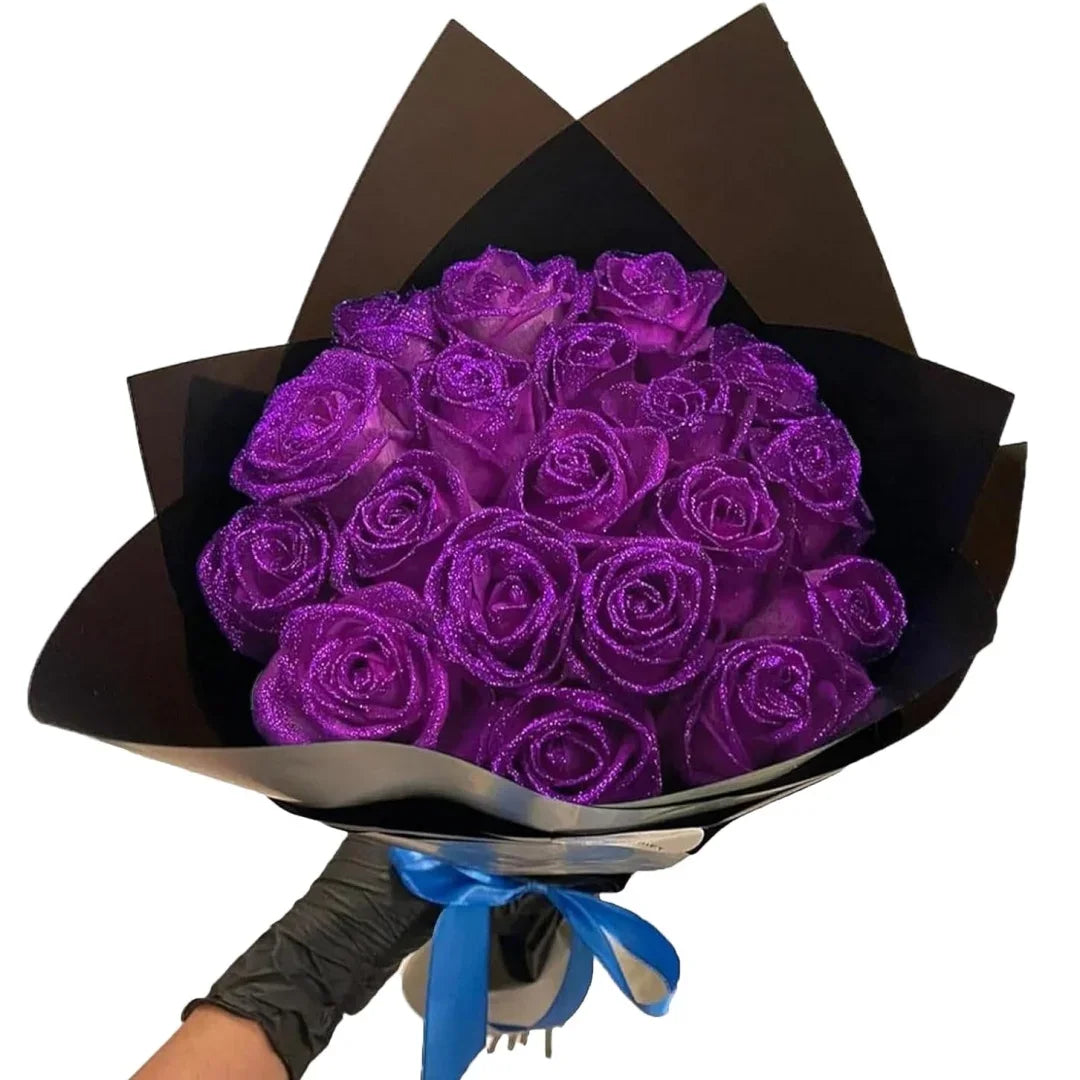 Personalized DIY Glittery Eternal Rose Bouquet with Initial