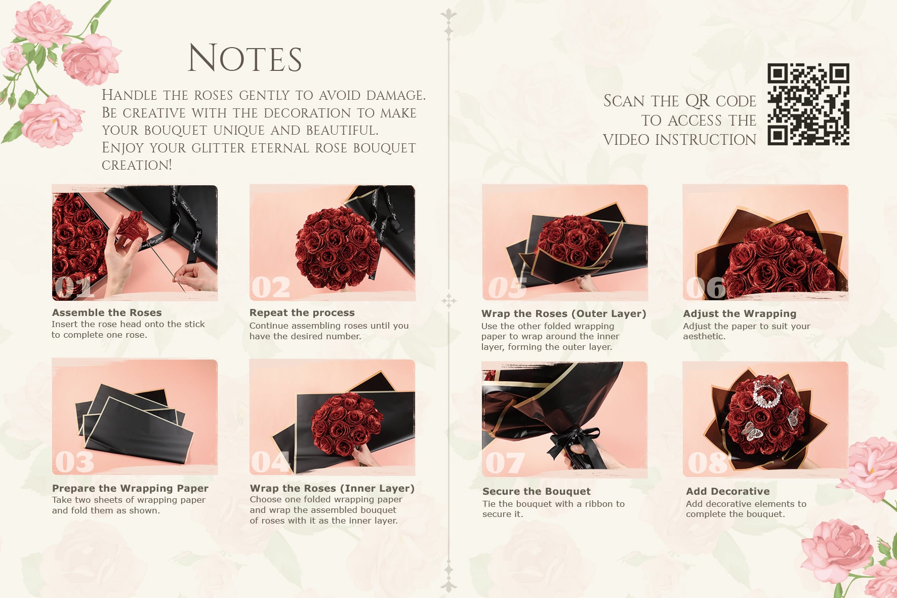 Personalized DIY Glittery Eternal Rose Bouquet with Initial