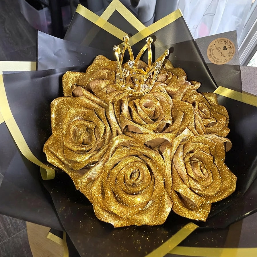 Personalized DIY Glittery Eternal Rose Bouquet with Initial